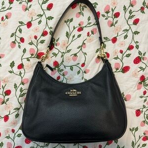 SOLD Coach Black Pebbled Leather Shoulder Bag